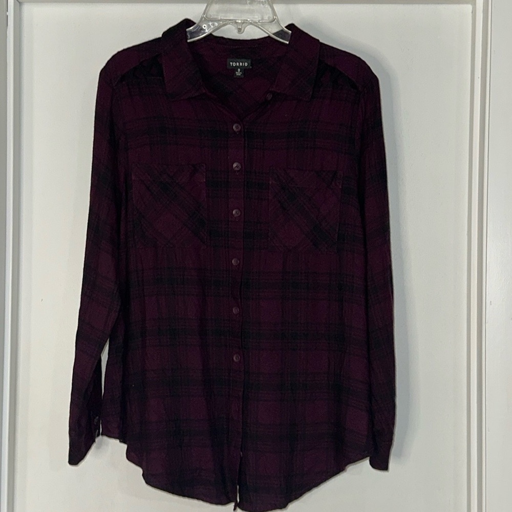 Women’s Torrid Long Sleeve Thin Flannel Top Size 0